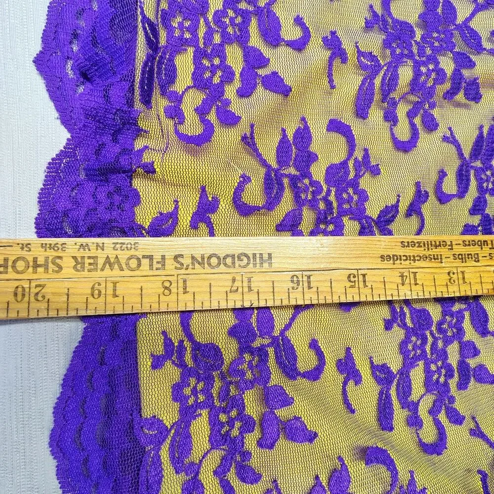 Vtg 90s Victoria Secret Moda Int Lace Midi Skirt Small Yellow Purple USA Sz2 USA